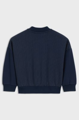 Kids' cardigan in striped stretch fabric, Dark Blue