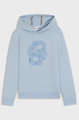 Kids' stretch-cotton hoodie with Double B monogram, Light Blue