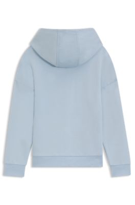 Felpa per bambini in cotone elasticizzato con cappuccio e monogramma Double B, Celeste