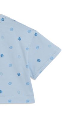 Kids' T-shirt in stretch cotton with Double B monograms, Light Blue