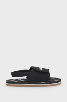 Kids' sandals with touch-closure logo strap, Black