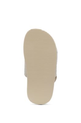 Kids' sandals with touch-closure logo strap, Beige