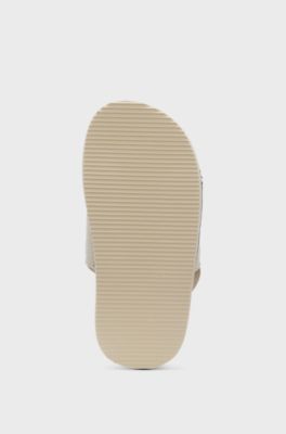 Kids' sandals with touch-closure logo strap, Beige