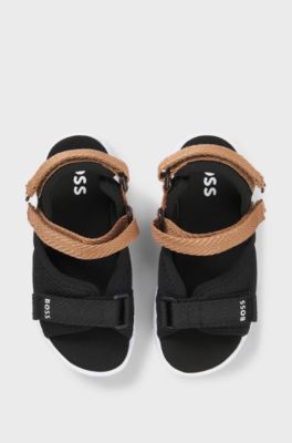 Kids' sandals with branded touch-closure straps, Black