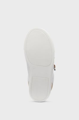 Kids' trainers in leather and mesh, White