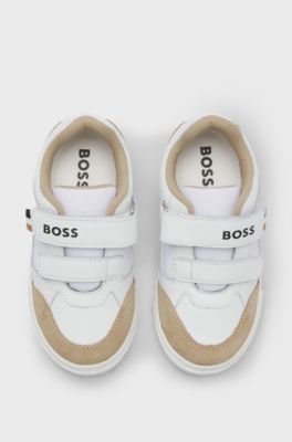 Kids' trainers in leather and mesh, White