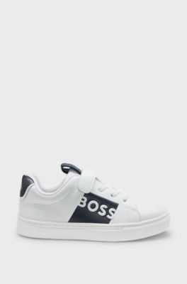 Kids' trainers in leather with logo print, White