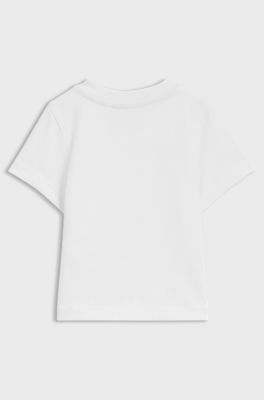 Baby T-shirt in stretch cotton with lustrous logo, White
