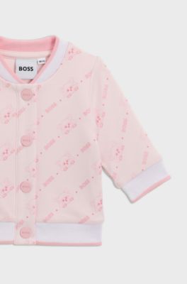 Gift-boxed three-piece cotton tracksuit for babies, light pink