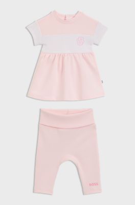 Set met jurkje en legging voor baby&rsquo;s in een cadeaubox, Lichtroze