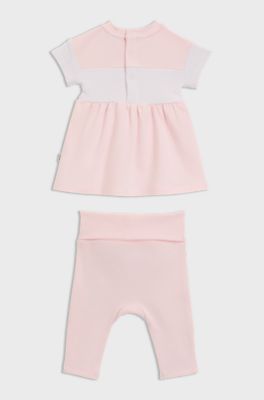Coffret cadeau robe et legging pour b&eacute;b&eacute;, Rose clair
