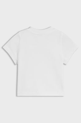 Baby T-shirt in stretch cotton with logo artwork, White