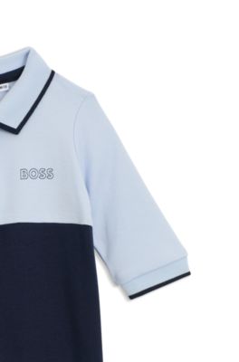 Baby all-in-one in cotton with polo collar, Dark Blue