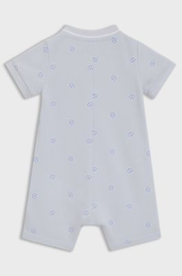 Babyspeelpakje van stretchkatoen met Double B-monogrammen, Lichtblauw