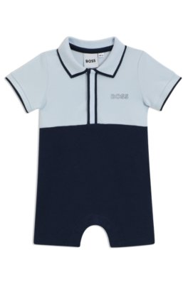 Combishort en coton stretch avec col polo pour bébé