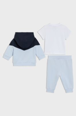 Gift-boxed three-piece tracksuit for babies, Light Blue