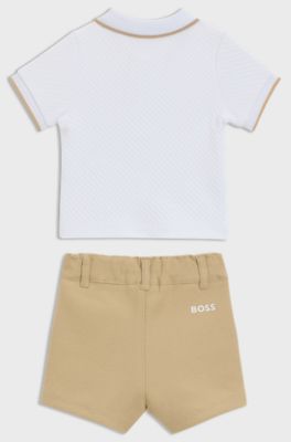 Gift-boxed shorts and polo shirt for babies, White