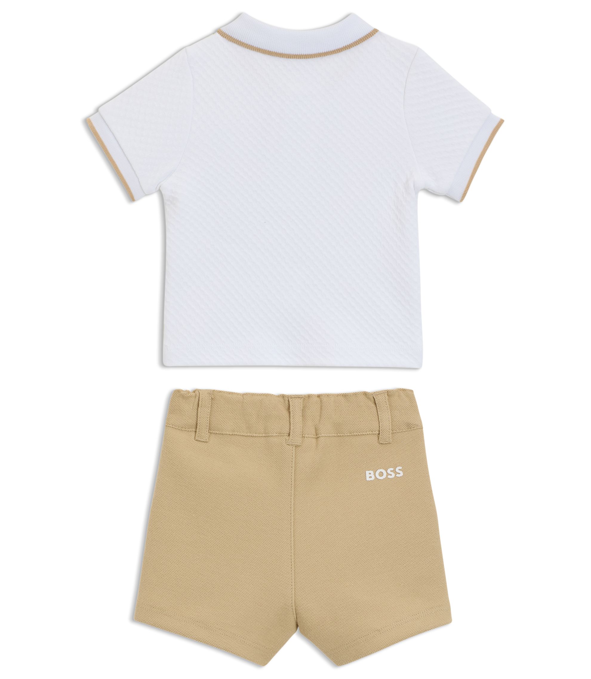 BOSS Gift-boxed shorts and polo shirt for babies White