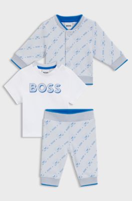 Gift-boxed three-piece tracksuit for babies, Light Blue
