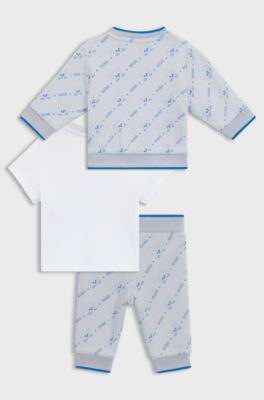 Gift-boxed three-piece tracksuit for babies, Light Blue