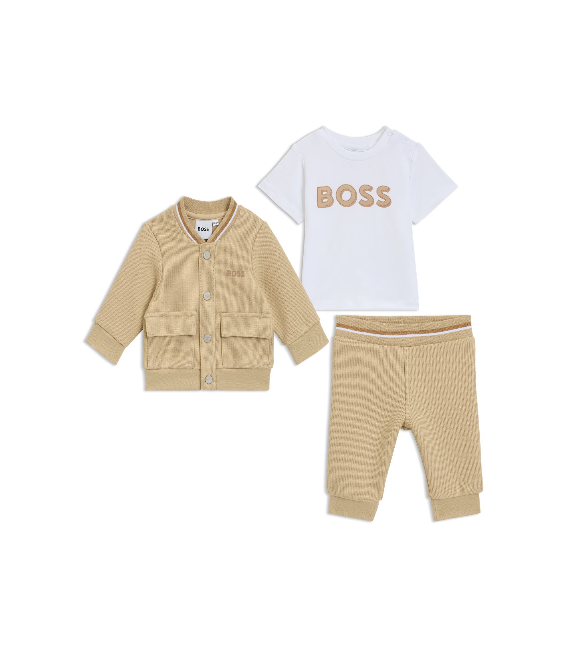 BOSS - 베이비 쓰리피스 트랙수트 기프트 박스 - 베이지