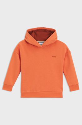 Kids' loose-fit cotton-blend hoodie with rear artwork, Orange