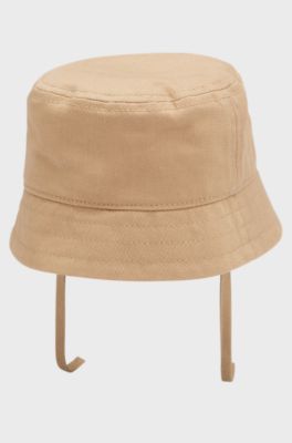 Baby bucket hat in cotton with embroidered logo, Brown
