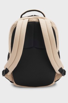 Kids' backpack in ripstop fabric with silicone logo, Beige