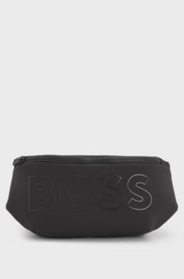 Kids' belt bag in ripstop fabric with silicone logo, Black
