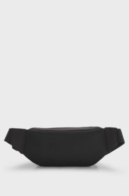 Kids' belt bag in ripstop fabric with silicone logo, Black