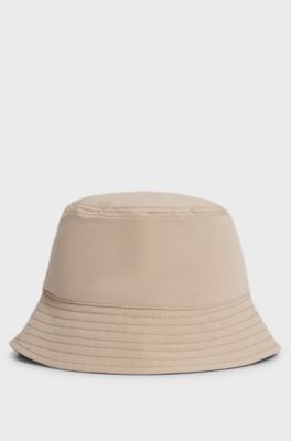 Kids' reversible bucket hat in ripstop fabric and cotton, Beige