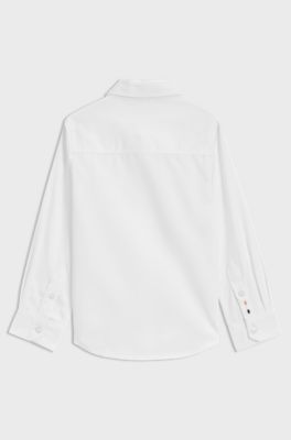 Kids' shirt in Oxford cotton with embroidered logo, White