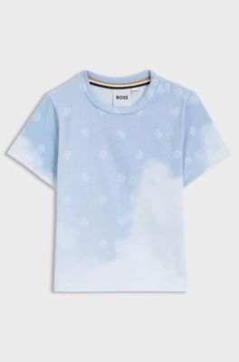 Kids' T-shirt with Double B monograms and cloud print, Light Blue