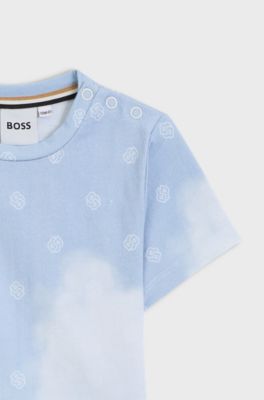 Kids' T-shirt with Double B monograms and cloud print, Light Blue