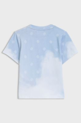 Kids' T-shirt with Double B monograms and cloud print, Light Blue