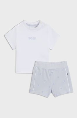 Gift-boxed shorts and T-shirt set for babies, White