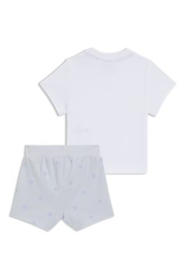 Set per neonati con bermuda e T-shirt in confezione regalo, Bianco