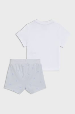 Gift-boxed shorts and T-shirt set for babies, White