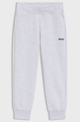 Pantaloni della tuta per bambini in misto cotone con logo stampato, Grigio chiaro