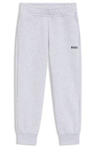 Kids' cotton-blend tracksuit bottoms with logo print, Light Grey