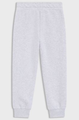 Kids' cotton-blend tracksuit bottoms with logo print, Light Grey