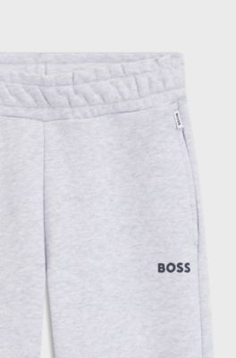 Kids' cotton-blend tracksuit bottoms with logo print, Light Grey