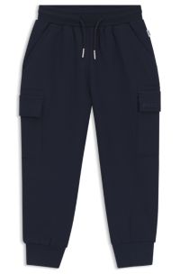 Kids' tracksuit bottoms with embroidered logo, Dark Blue