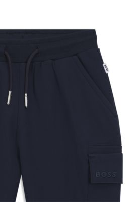 Pantaloni della tuta per bambini con logo ricamato, Blu scuro