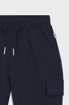 Pantaloni della tuta per bambini con logo ricamato, Blu scuro