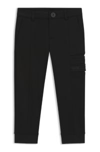 Kids' tracksuit bottoms in stretch piqué with logo print, Black
