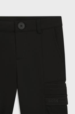 Kids-Jogginghose aus Stretch-Piqu&eacute; mit Logo-Print, Schwarz