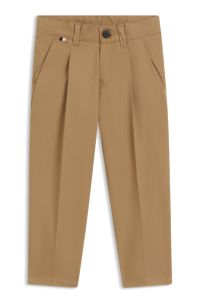 Pantalones chinos para niños de sarga de algodón elástico, Marrón