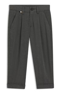 Kids' suit trousers in stretch herringbone fabric, Black