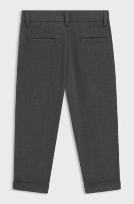 Kids' suit trousers in stretch herringbone fabric, Black